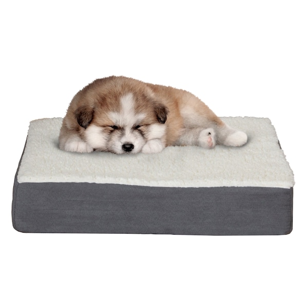 Pet Adobe Orthopedic Sherpa Top Pet Bed with Memory Foam and Removable Cover 20x15x4 Gray by Pet Adobe 853846MXC - main